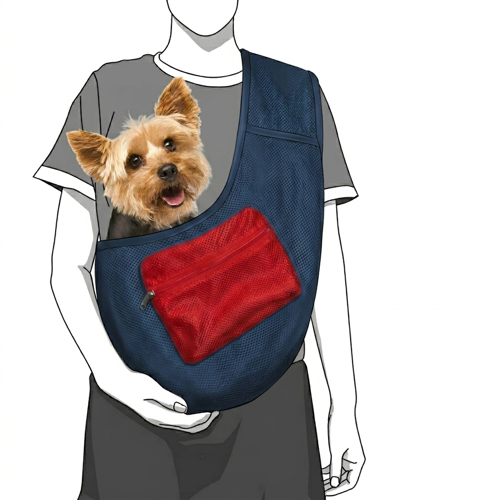 Foldable Color-Block Mesh Dog & Cat Sling Carrier Bag – S (3–5kg / 6.6–11lbs)