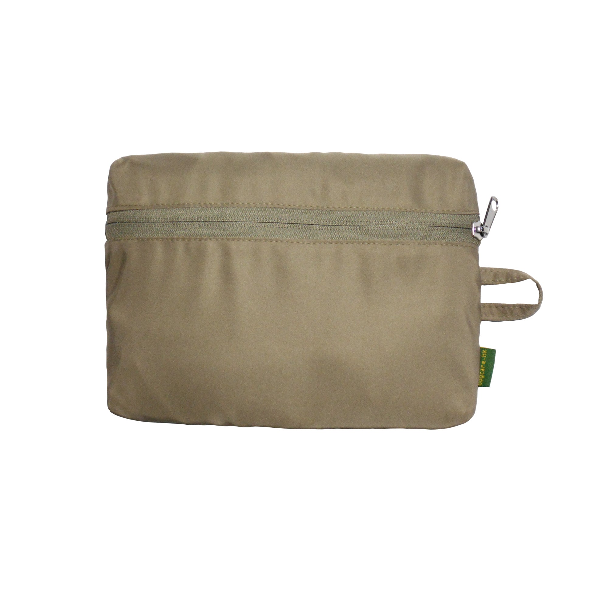 Khaki pouch with a zipper on a white background