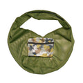 Green mesh bag with a smaller camouflage-patterned pouch on a white background