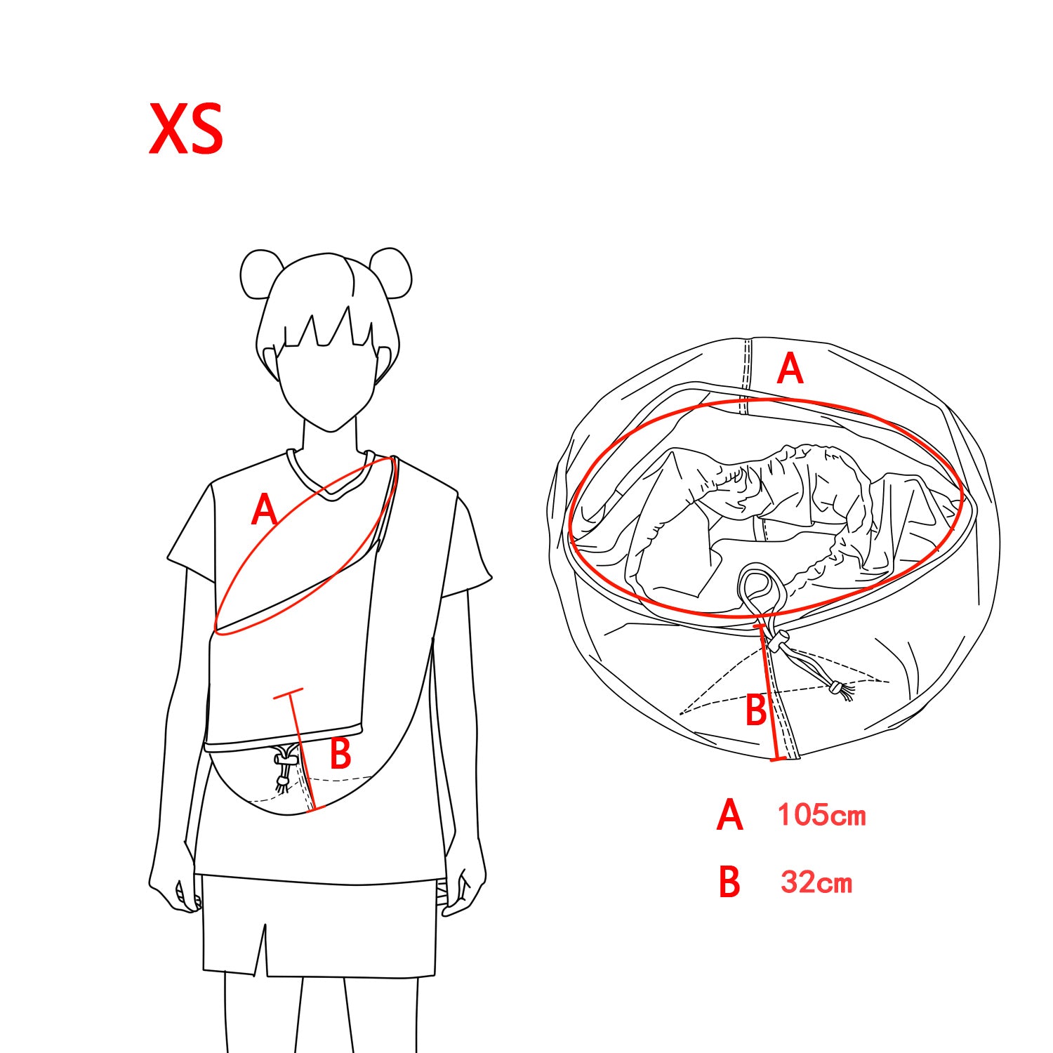 Measurement chart for a t-shirt with labeled dimensions on a white background