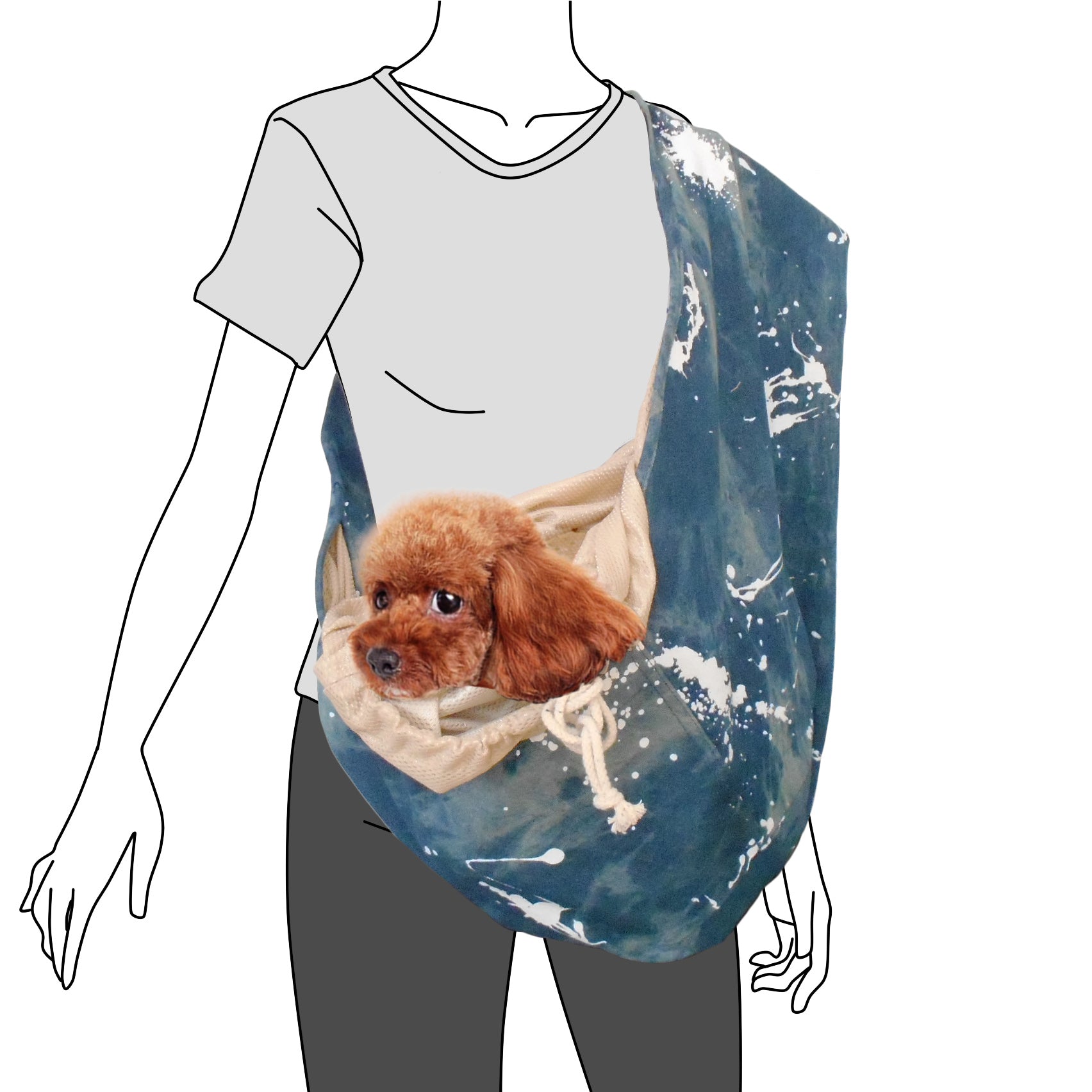 Foldable Denim Dog & Cat Sling Carrier Bag – S (3–5kg / 6.6–11lbs)