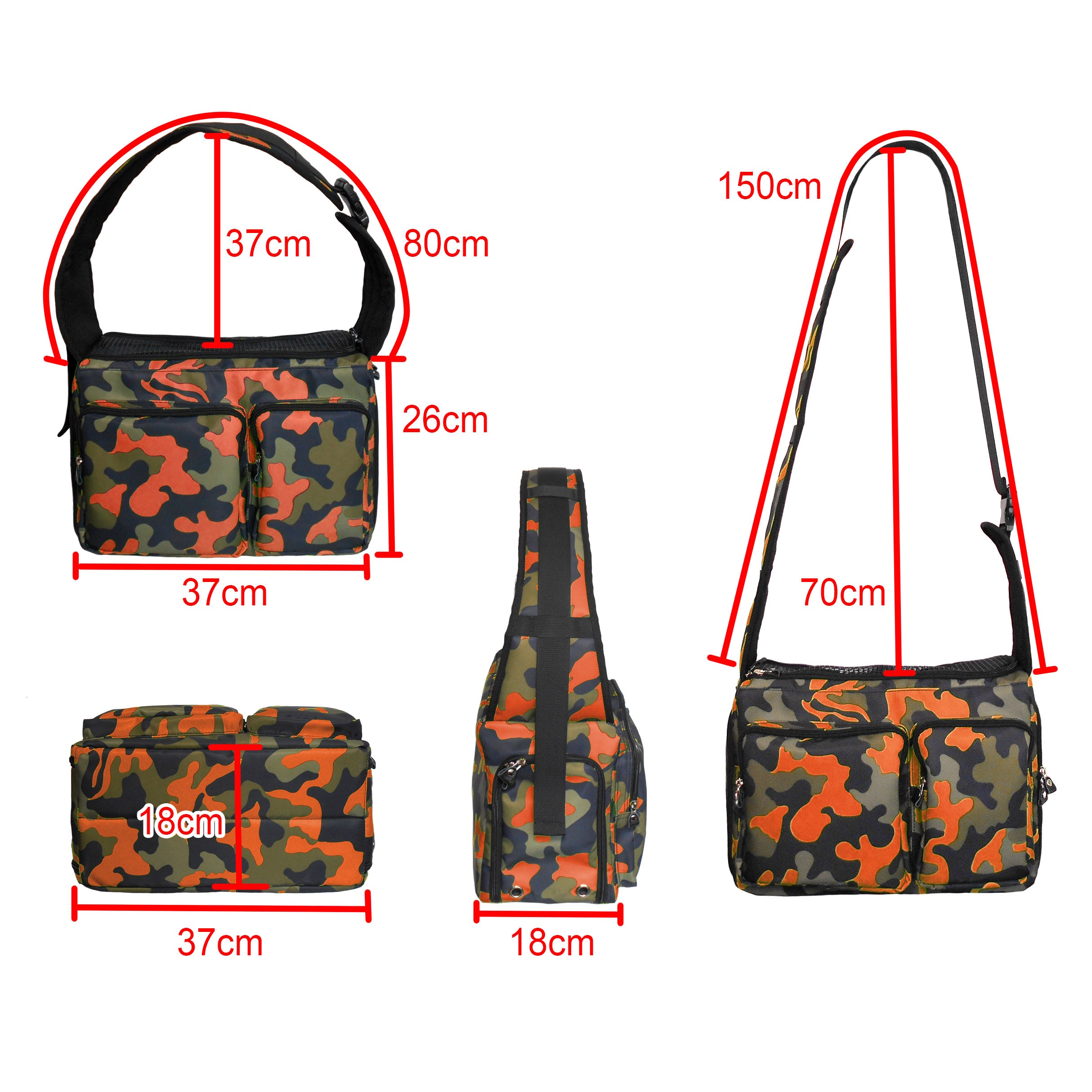 Dog Cat Pet Carrier Sling Bag Puppy Hands-free Crossbody Shoulder Bag w/ Leash-(Ideal for dog/cat below 7kgs/15lbs)