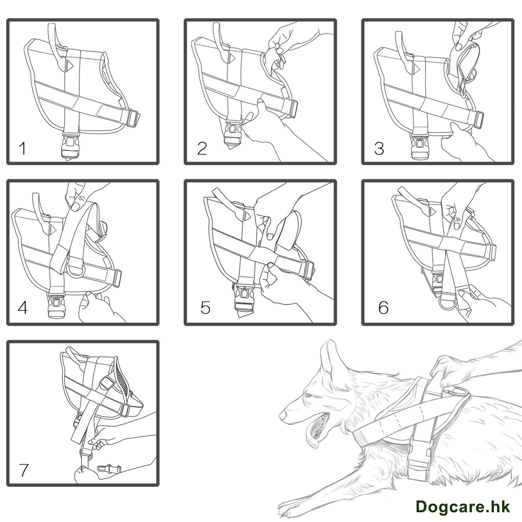 1000D Cordura Nylon Dog Vest Harness With Car Safety Seat Belts For Dog Girth 27"-38"