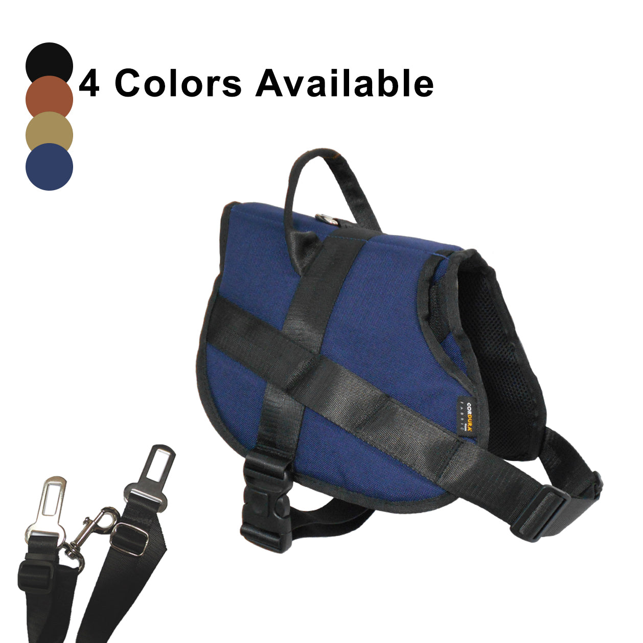 1000D Cordura Nylon Dog Vest Harness With Car Safety Seat Belts For Dog Girth 19"-25"
