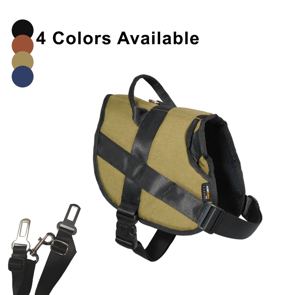 1000D Cordura Nylon Dog Vest Harness With Car Safety Seat Belts For Dog Girth 23"-32"