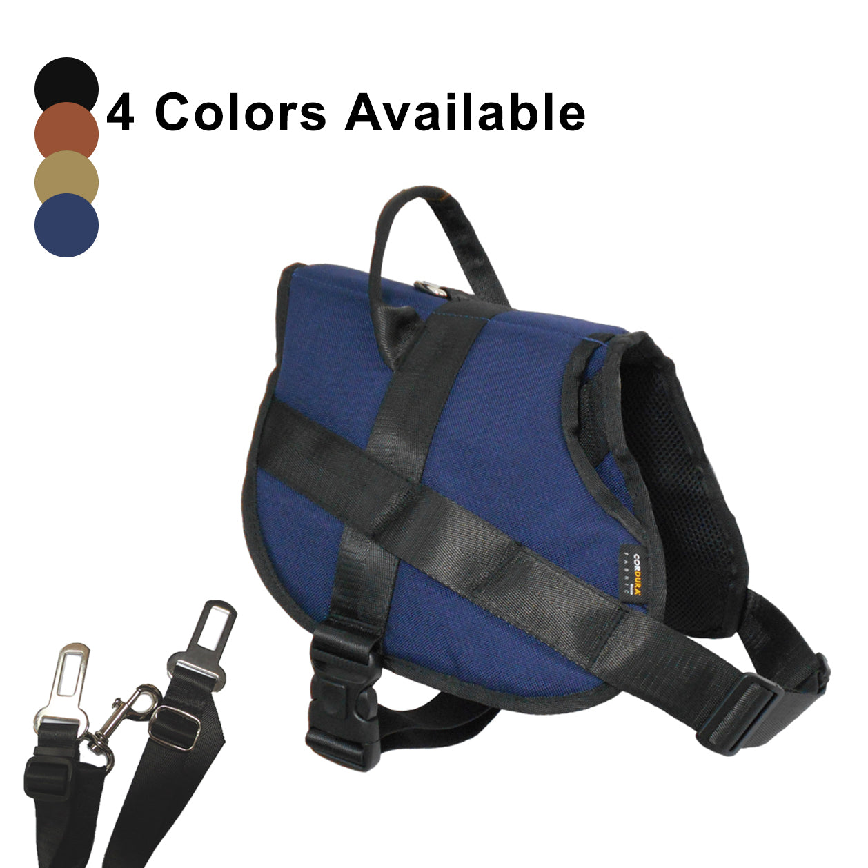 1000D Cordura Nylon Dog Vest Harness With Car Safety Seat Belts For Dog Girth 27"-38"
