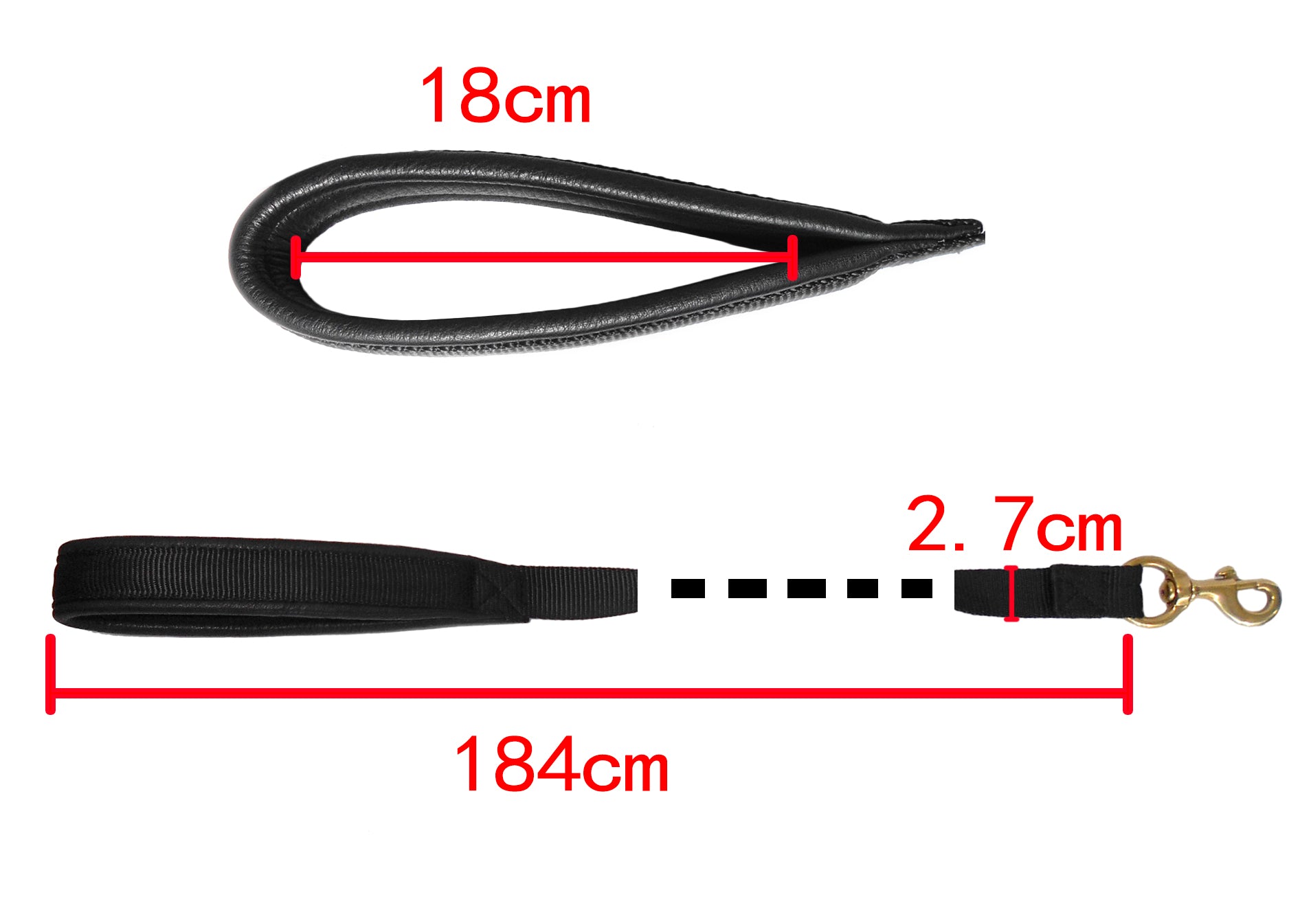 Dog Leash Leather Padded Handle Puppy Walking Nylon Lead Solid Brass Snap Hook