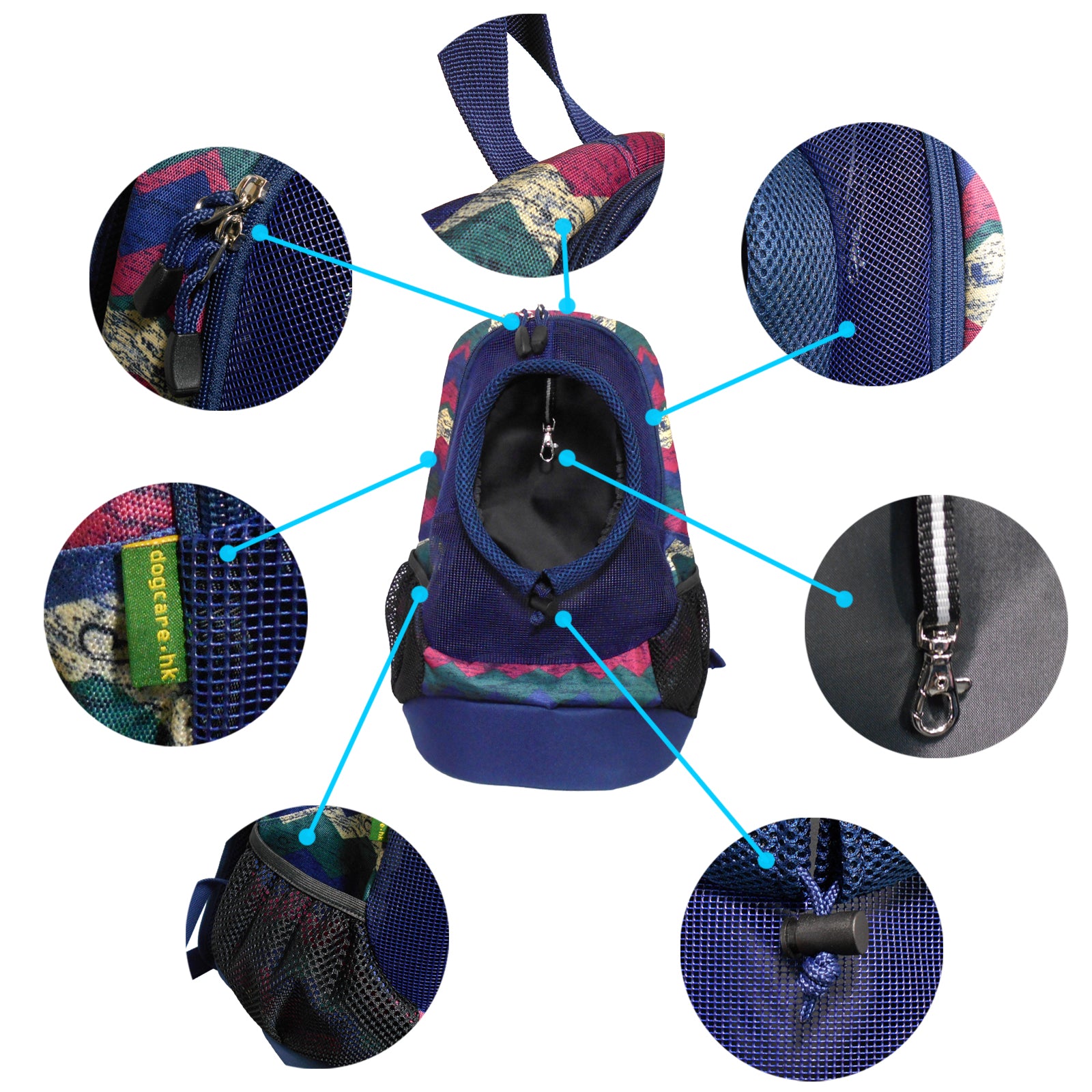 Dog Cat Carrier Mesh Outdoor Backpack - Medium Size (Ideal for dog/cat below 5.5kg/12lbs)
