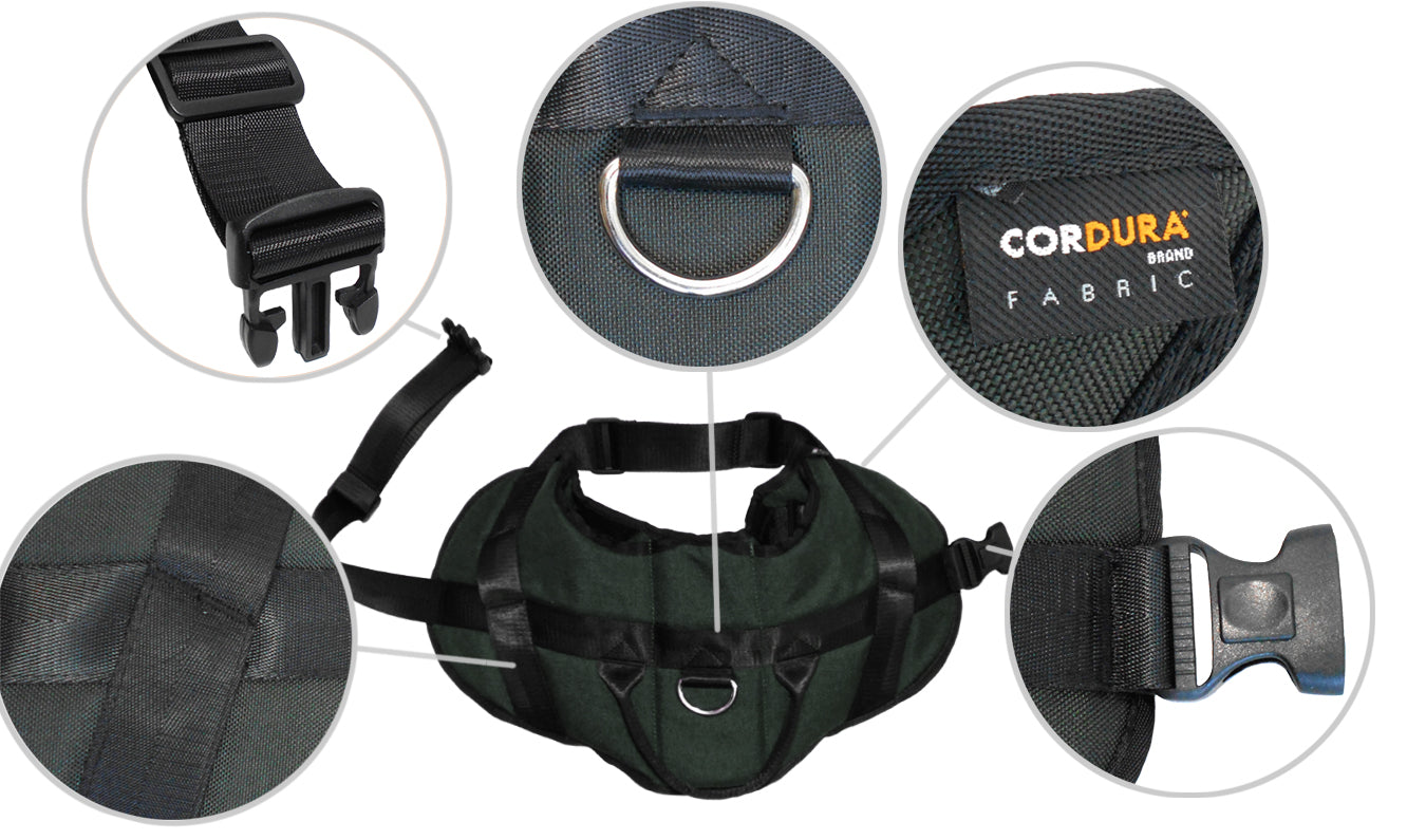 1000D Cordura Nylon Dog Vest Harness With Car Safety Seat Belts For Dog Girth 25"-34"