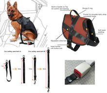 1000D Cordura Nylon Dog Vest Harness With Car Safety Seat Belts For Dog Girth 32"-45"