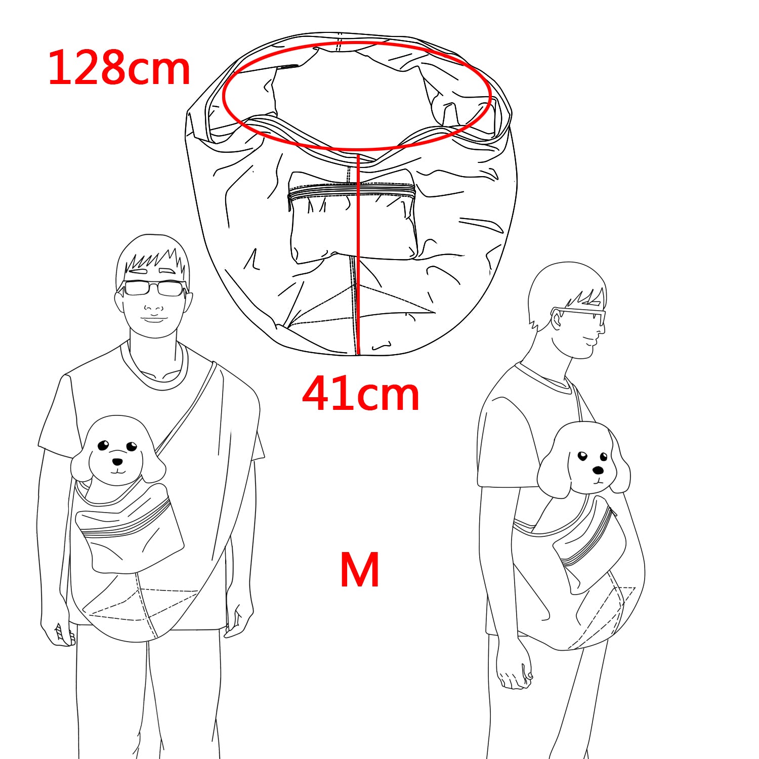 Foldable Mesh Dog & Cat Sling Carrier Bag – M (5–7kg / 11–15.5lbs)