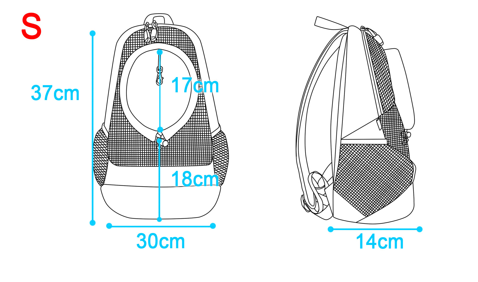 Dog Cat Carrier Mesh Outdoor Backpack - Small Size (Ideal for dog/cat below 3kg/6.5lbs)