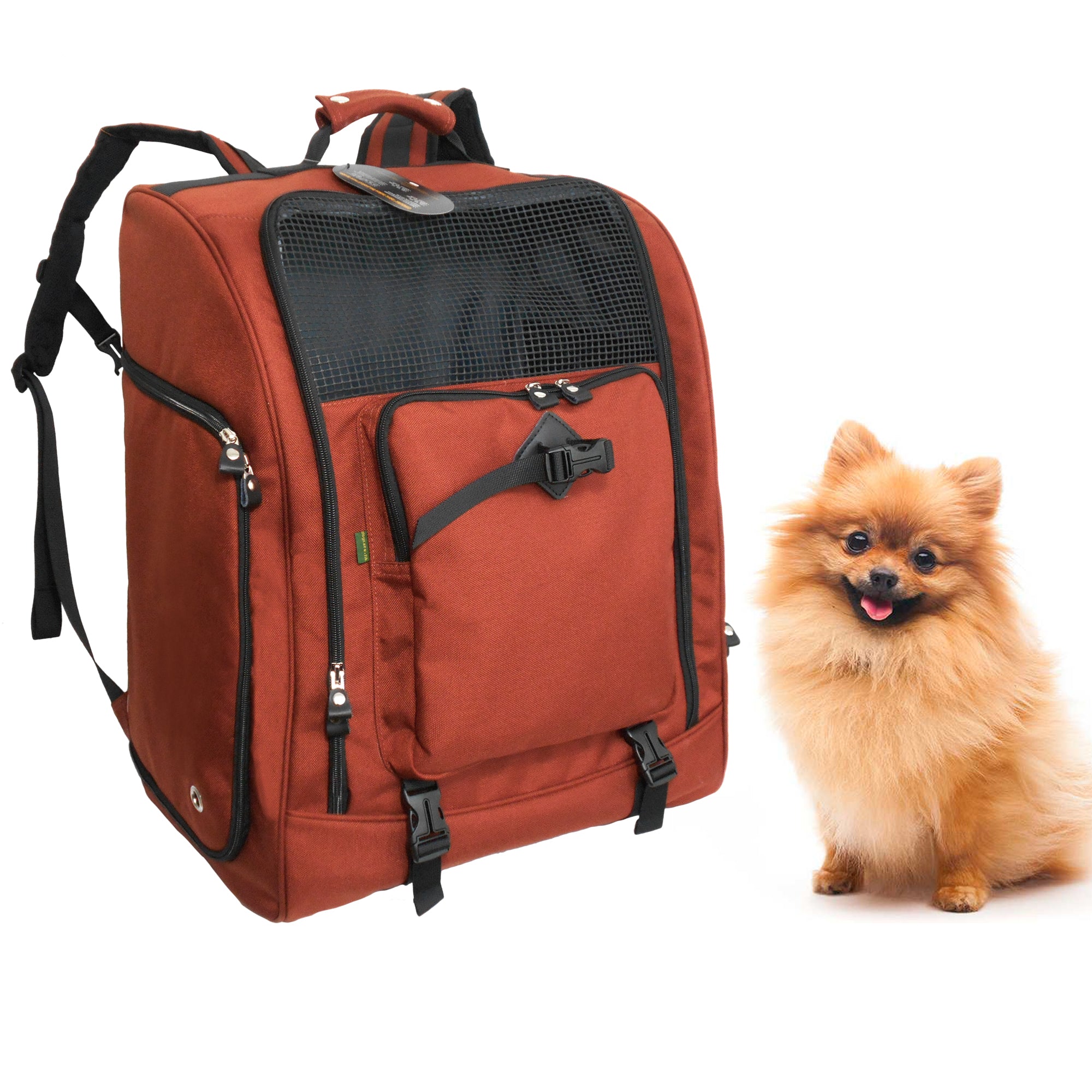 Cordura Nylon Dog Carrier Backpack With Car Seat Belt Attachment – (Ideal for dog/cat below 10kgs/22lbs)