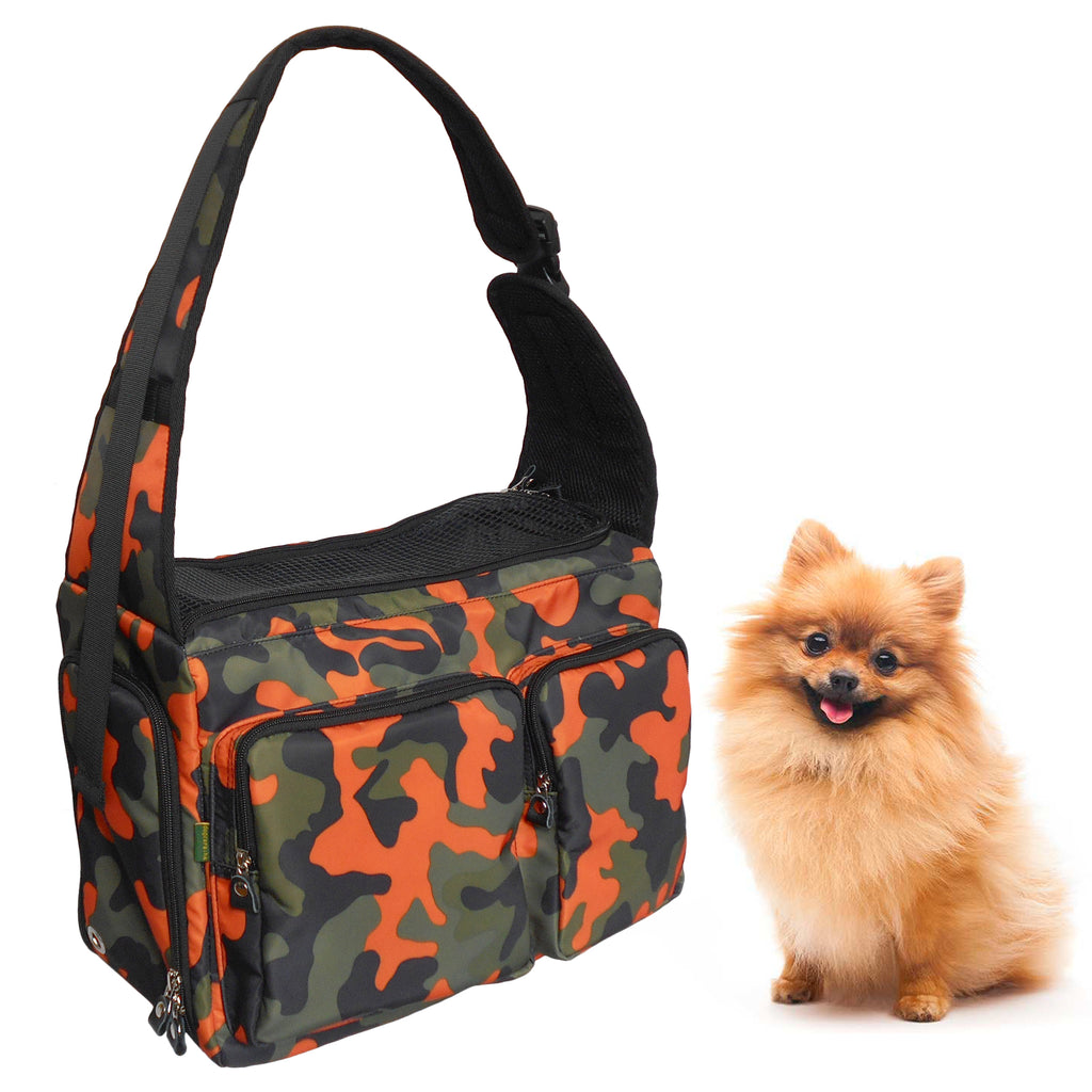 Dog Cat Pet Carrier Sling Bag Puppy Hands-free Crossbody Shoulder Bag w/ Leash-(Ideal for dog/cat below 7kgs/15lbs)