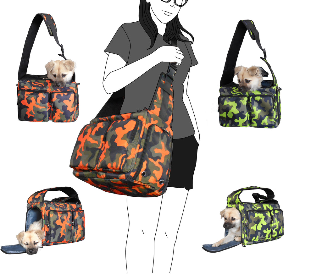 Dog Cat Pet Carrier Sling Bag Puppy Hands-free Crossbody Shoulder Bag w/ Leash-(Ideal for dog/cat below 7kgs/15lbs)
