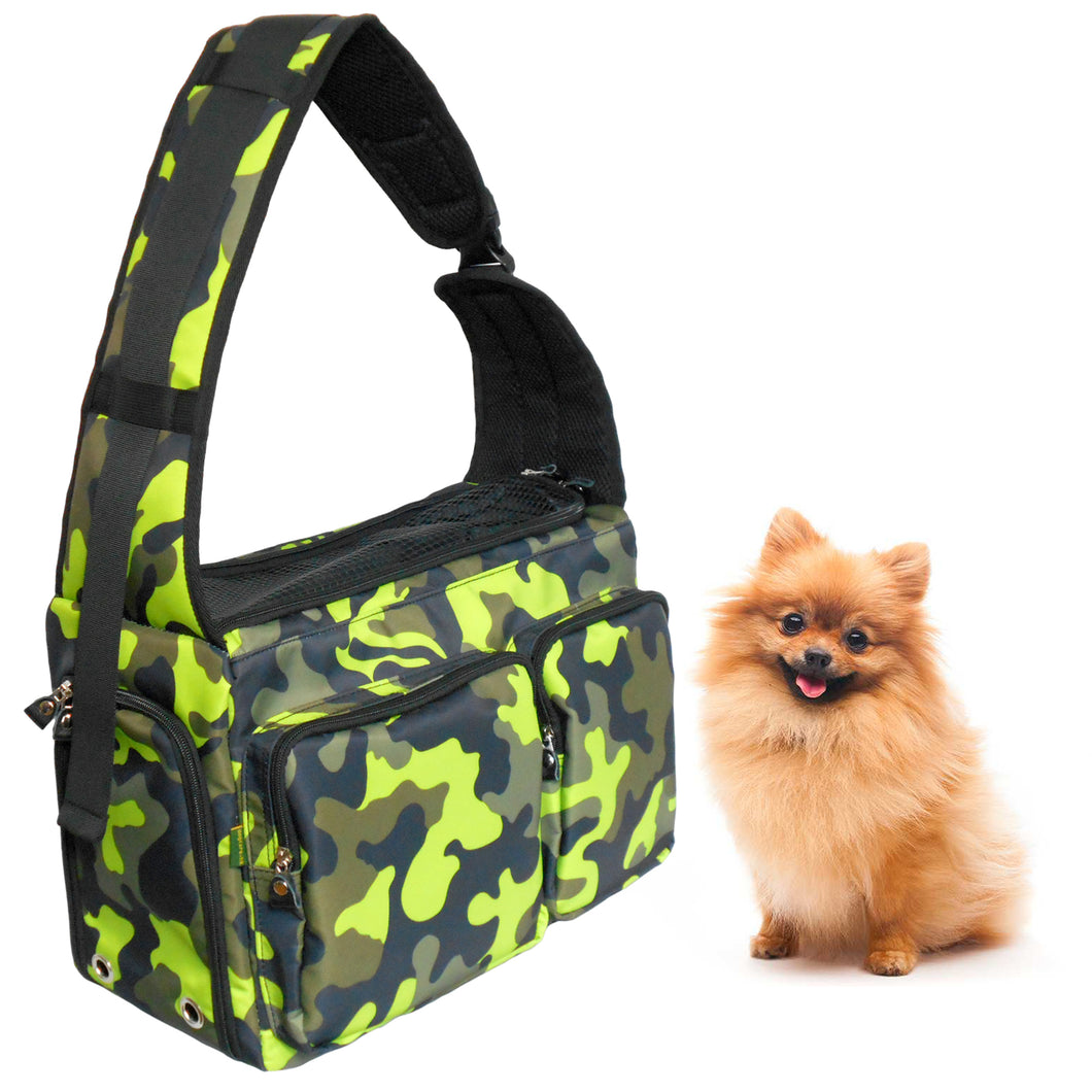Dog Cat Pet Carrier Sling Bag Puppy Hands-free Crossbody Shoulder Bag w/ Leash-(Ideal for dog/cat below 7kgs/15lbs)