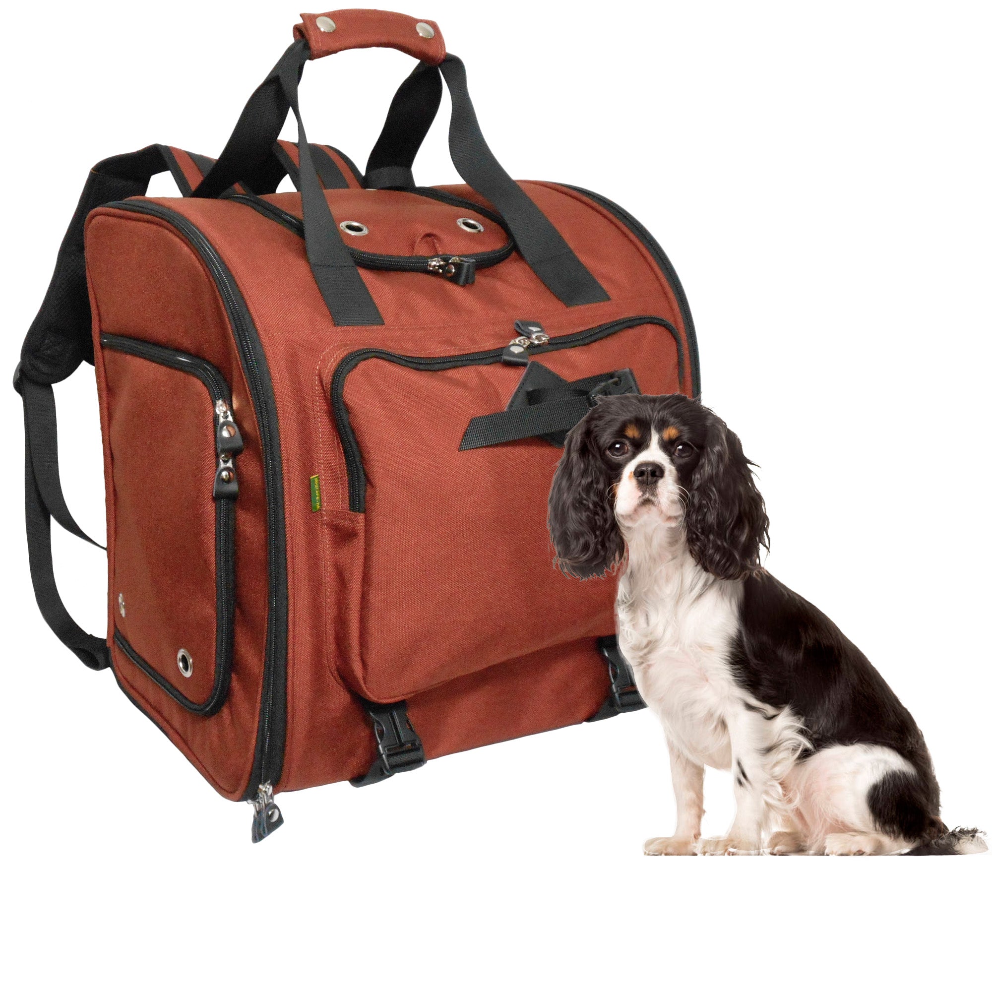 Cordura Nylon Dog Carrier Backpack With Car Seat Belt Attachment -(Ideal for dog/cat below 8kgs/17.6lbs)