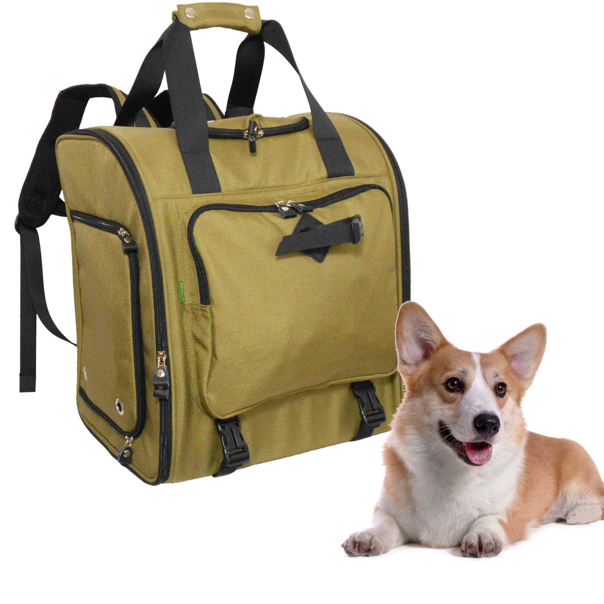 Cordura Nylon Dog Carrier Backpack With Car Seat Belt Attachment -(Ideal for dog/cat below 8kgs/17.6lbs)