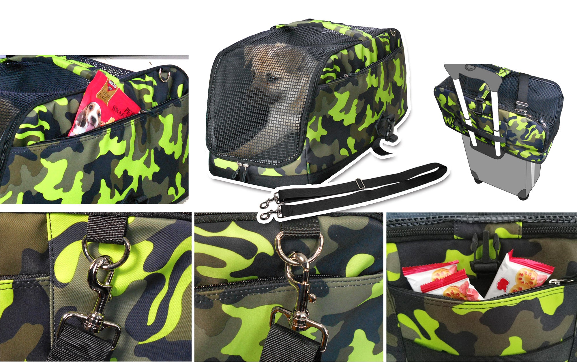 Dog Carrier Pet Shoulder Bag Car Safety Belt Attachment Puppy Cat Travel Bed Air-(Ideal for dog/cat below 7kgs/15.4lbs)