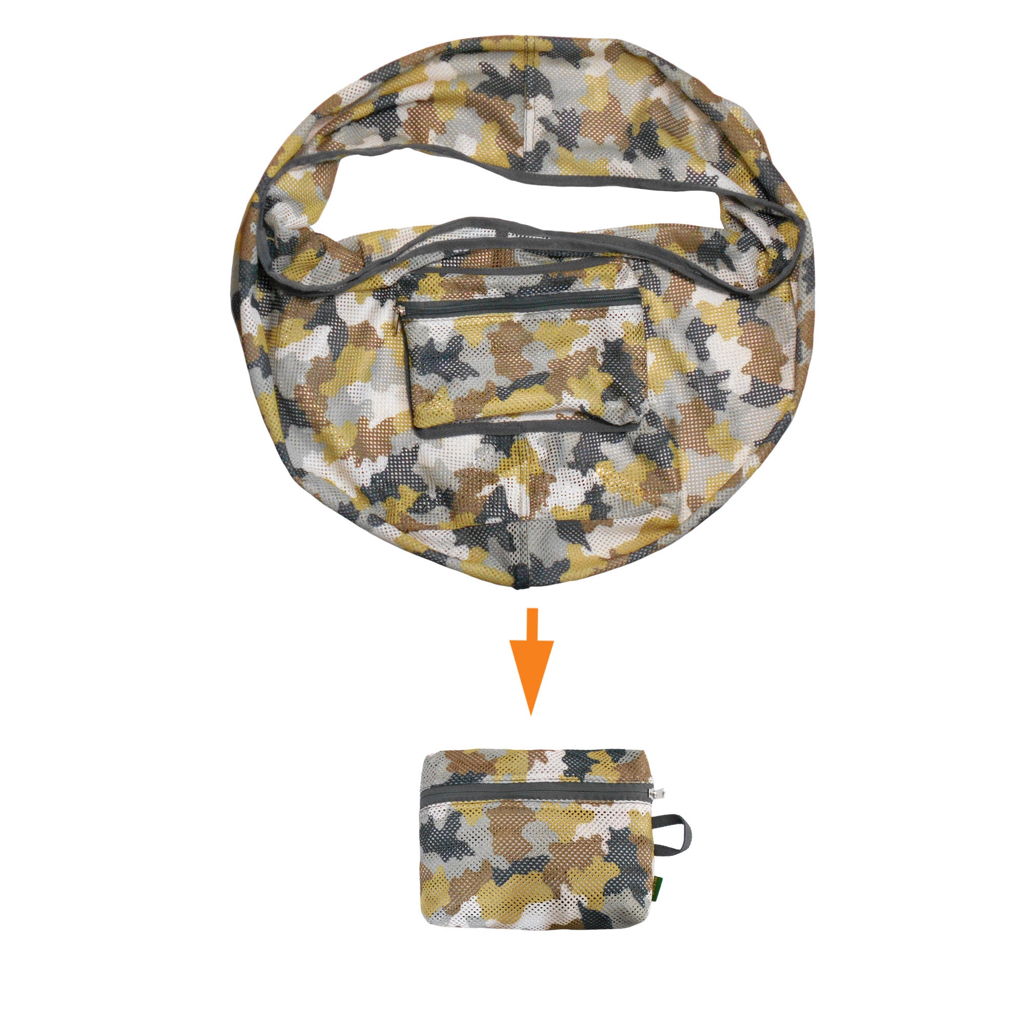 Foldable Camouflage Mesh Dog & Cat Sling Carrier Bag – XS (2–4kg / 4.4–8.8lbs)