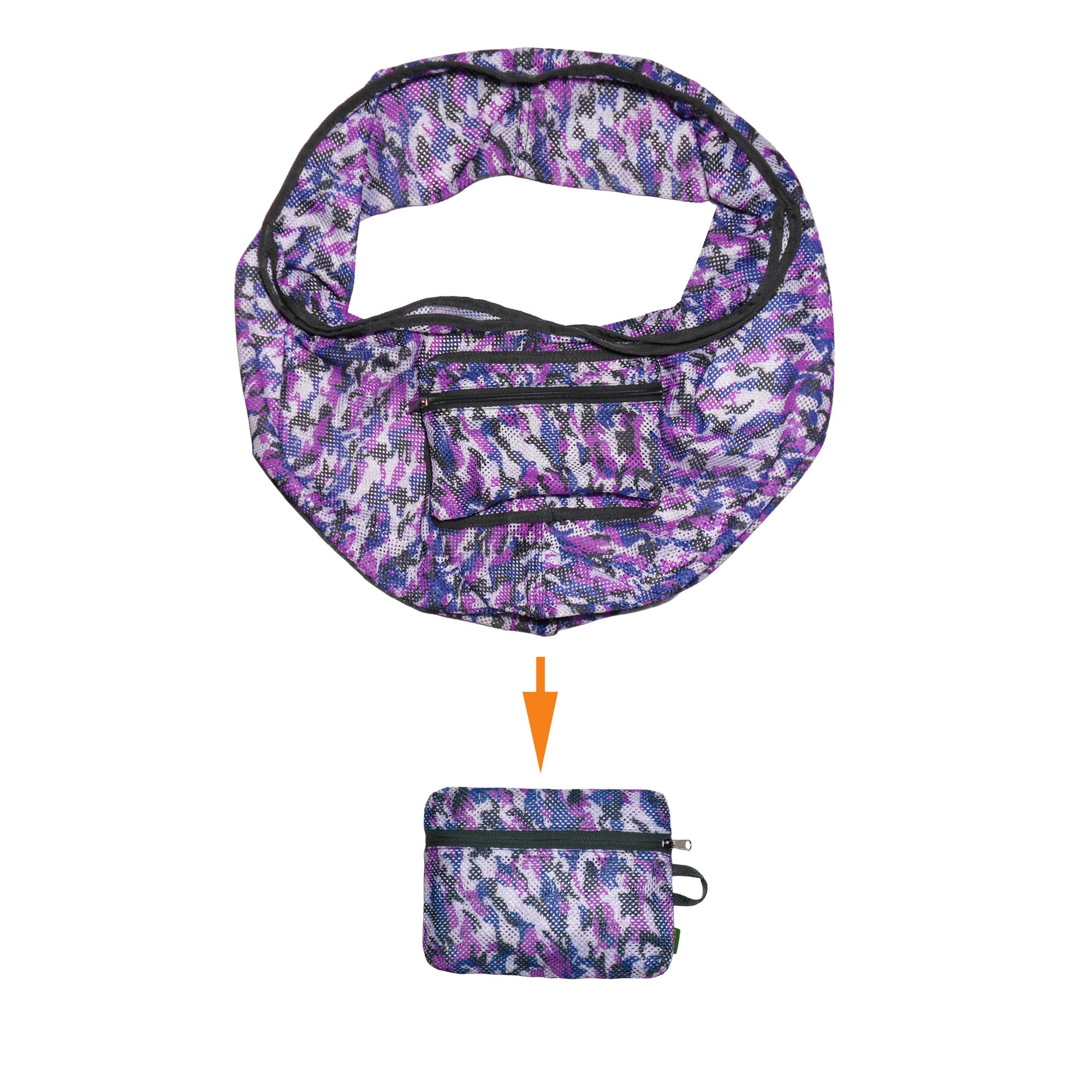 Foldable Camouflage Mesh Dog & Cat Sling Carrier Bag – M (5–7kg / 11–15.5lbs)