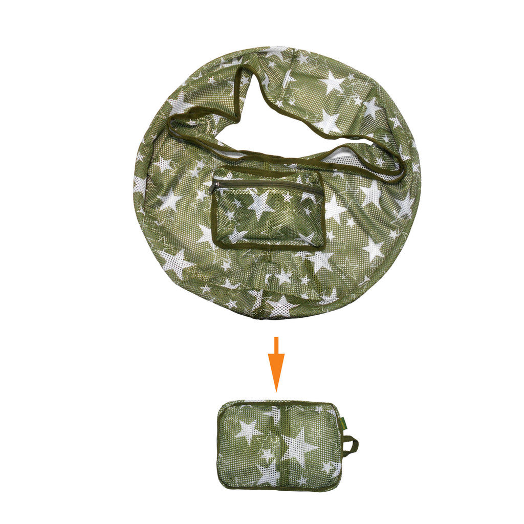 Foldable Star Print Mesh Dog & Cat Sling Carrier Bag – M (5–7kg / 11–15.5lbs)