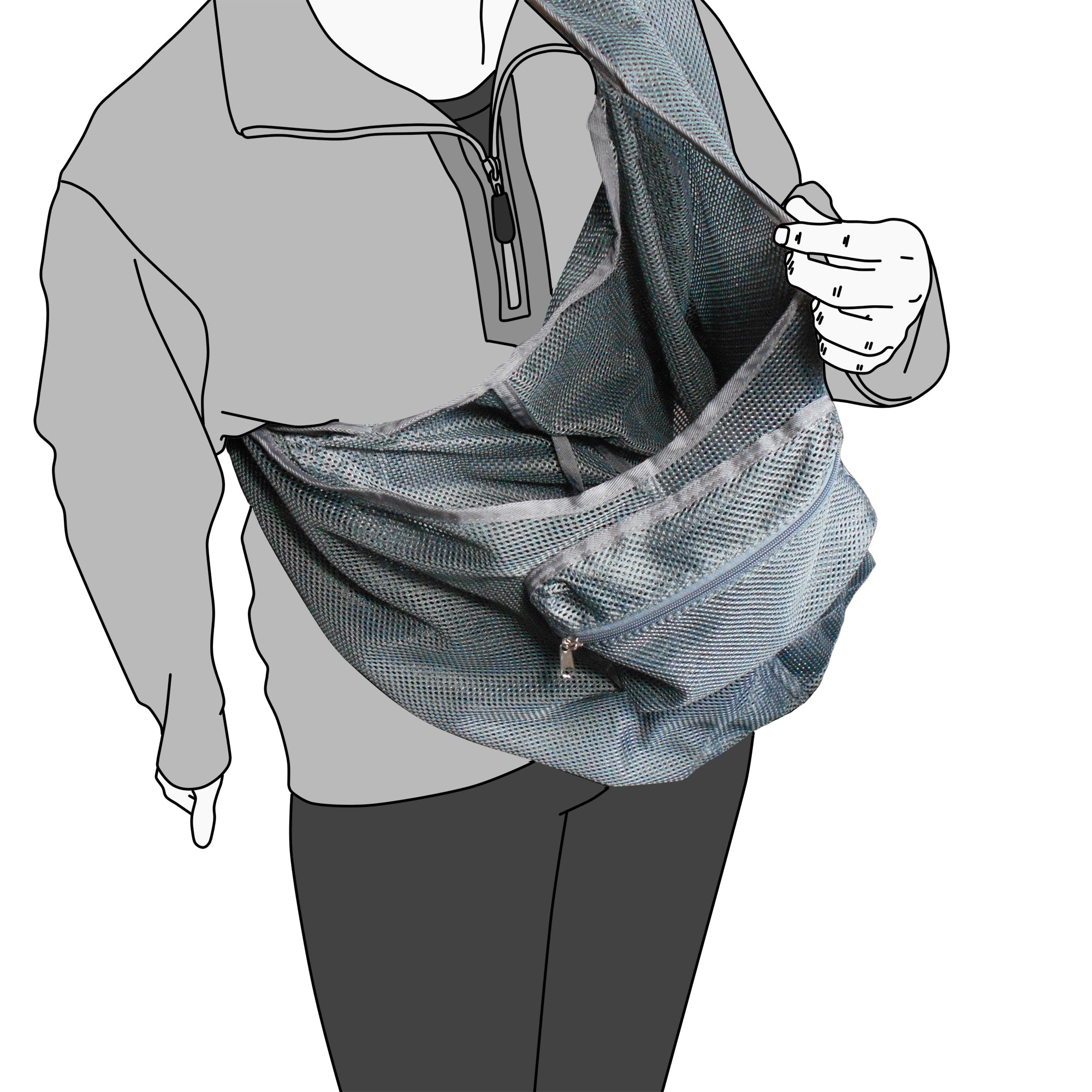 Foldable Mesh Dog & Cat Sling Carrier Bag – M (5–7kg / 11–15.5lbs)