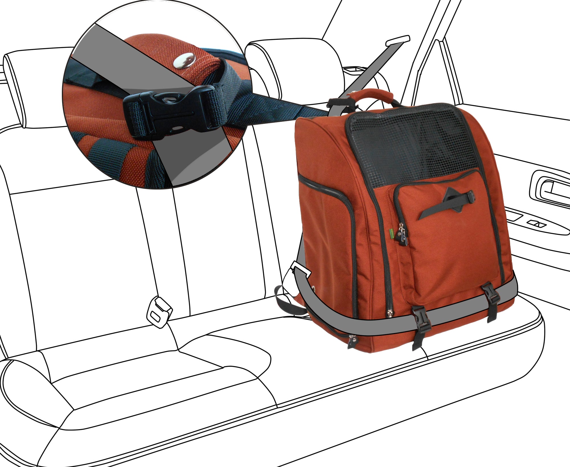 Cordura Nylon Dog Carrier Backpack With Car Seat Belt Attachment – (Ideal for dog/cat below 10kgs/22lbs)