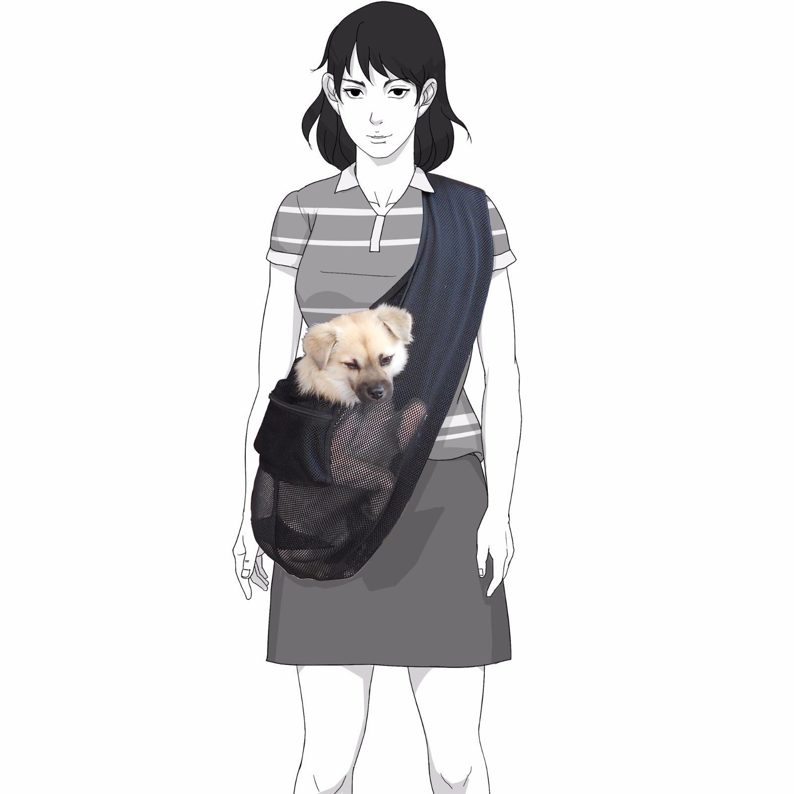 Foldable Mesh Dog & Cat Sling Carrier Bag – S (3–5kg / 6.6–11lbs)
