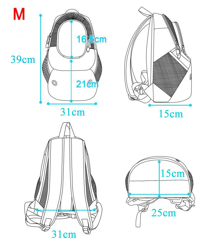 Dog Cat Carrier Mesh Outdoor Backpack - Medium Size (Ideal for dog/cat below 5.5kg/12lbs)